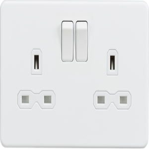 SFR9000MW 13A 2G DP Switched Socket with Twin Earths - Matt White with White Insert