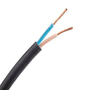 1.5mm 2 Core Black Cut Heavy Duty Tough Rubber Flex Cable - per M