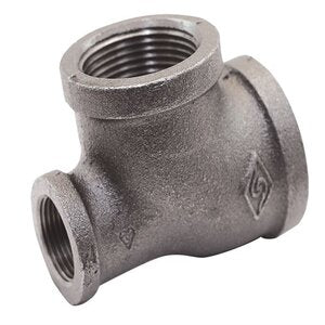 1" x 1" x 1/2" REDUCED END BLACK IRON TEE