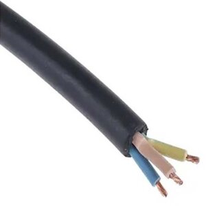 1.5mm 3 Core Black Cut Heavy Duty Tough Rubber Flex Cable - per M