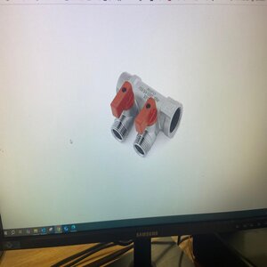 RIFLO 3/4" X 1/2" RED 2 PORT MANIFOLD