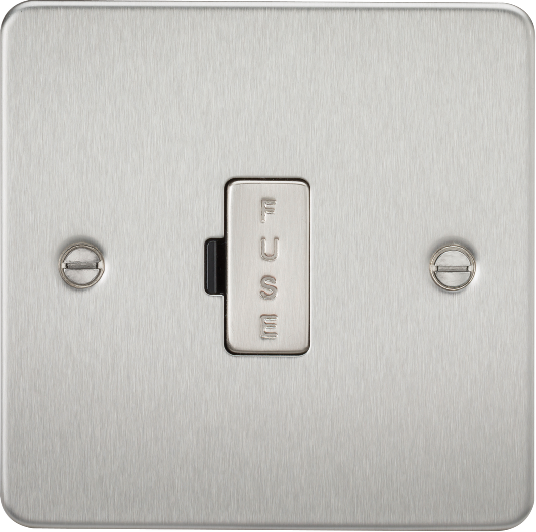 Knightsbridge Flat Plate 13A fused spur unit - brushed chrome FP6000BC