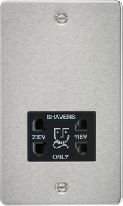 Knightsbridge Flat Plate 115/230V dual voltage shaver socket - brushed chrome FP8900BC