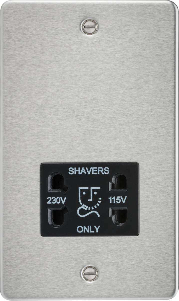 Knightsbridge Flat Plate 115/230V dual voltage shaver socket - brushed chrome FP8900BC