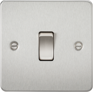 Knightsbridge Flat Plate 10AX 1G 2 Way Switch - Brushed Chrome FP2000BC