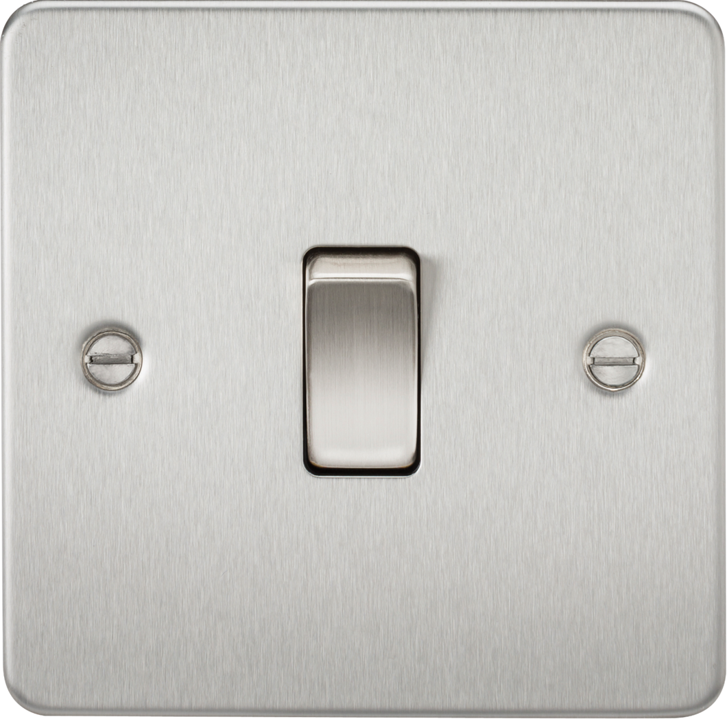 Knightsbridge Flat Plate 10AX 1G 2 Way Switch - Brushed Chrome FP2000BC