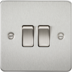 Knightsbridge Flat Plate 10AX 2G 2-way switch - brushed chrome FP3000BC