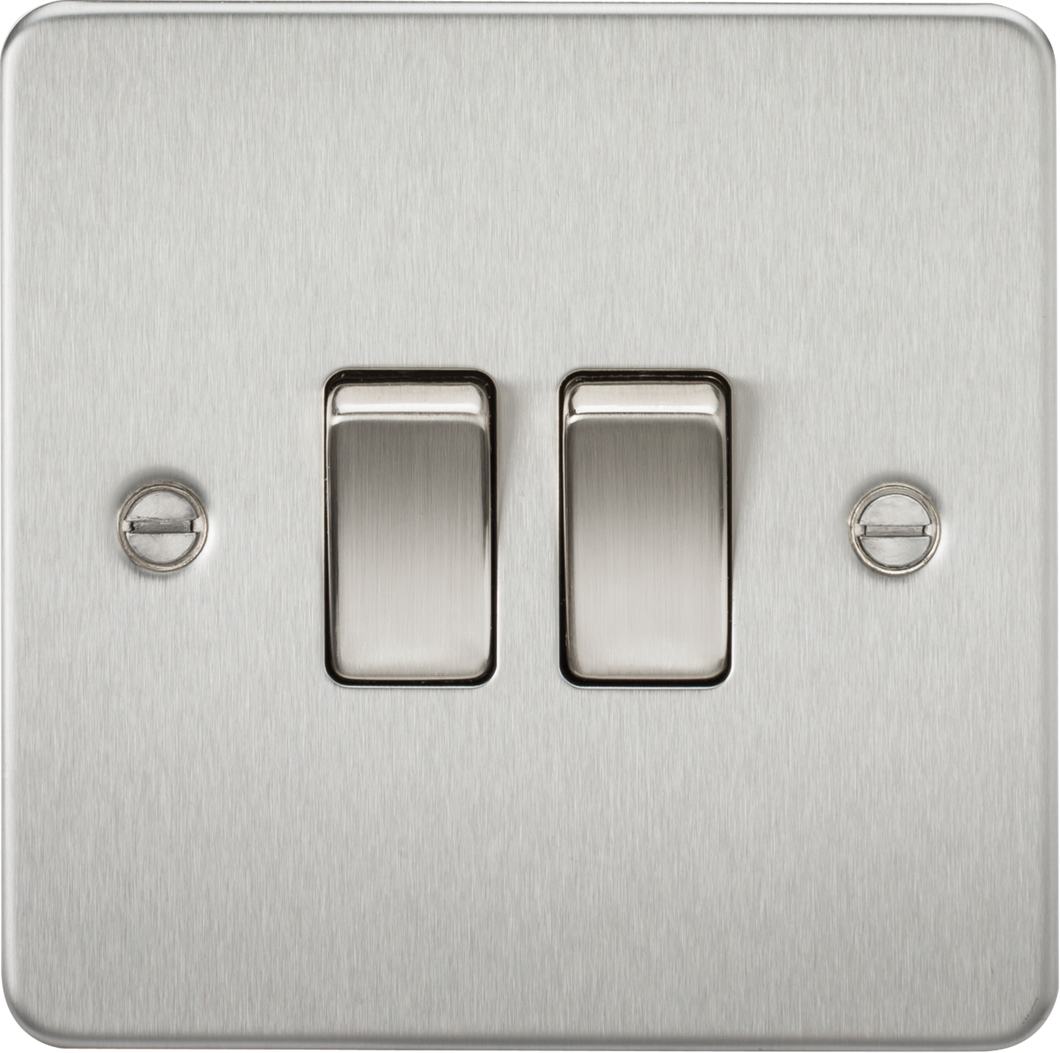 Knightsbridge Flat Plate 10AX 2G 2-way switch - brushed chrome FP3000BC