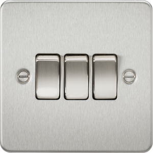 Knightsbridge Flat Plate 10AX 3G 2-way switch - brushed chrome FP4000BC