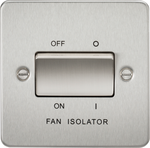 Knightsbridge Flat Plate 10AX 3 Pole Fan Isolator Switch - Brushed Chrome FP1100BC