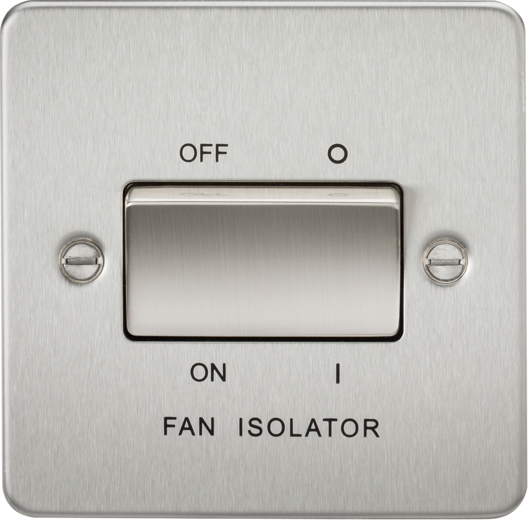 Knightsbridge Flat Plate 10AX 3 Pole Fan Isolator Switch - Brushed Chrome FP1100BC