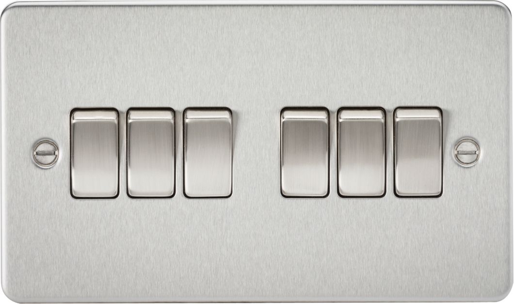 Knightsbridge Flat Plate 10AX 6G 2-way switch - brushed chrome FP4200BC