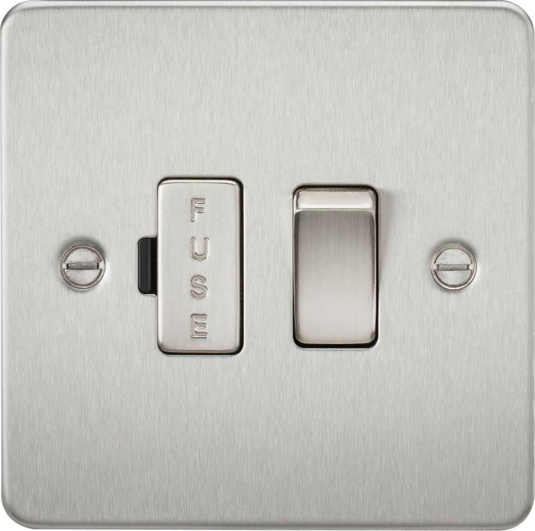 Knightsbridge Flat Plate 13A switched fused spur unit - brushed chrome FP6300BC