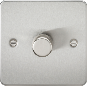 Knightsbridge Flat Plate 1G 2 way 10-200W (5-150W LED) trailing edge dimmer Brushed Chrome FP2181BC