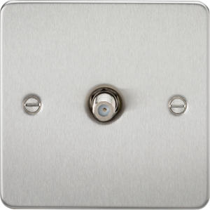 Knightsbridge Flat Plate 1G SAT TV Outlet (non-isolated) - Brushed Chrome FP0150BC