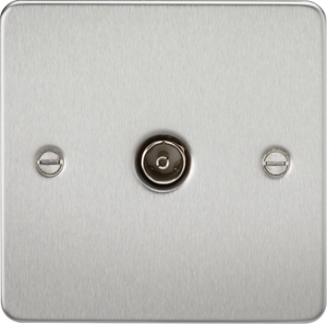 Knightsbridge Flat Plate 1G TV Outlet (non-isolated) - Brushed Chrome FP0100BC