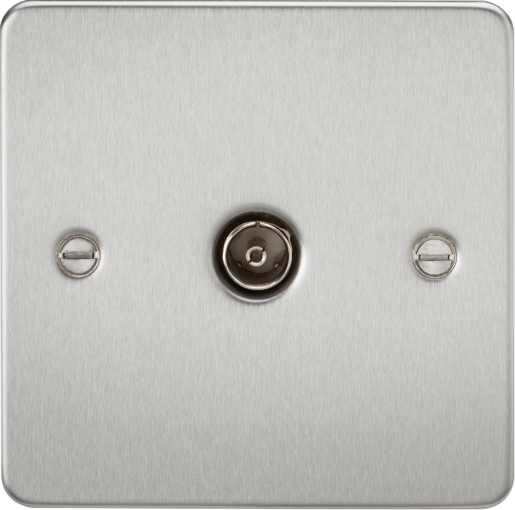 Knightsbridge Flat Plate 1G TV Outlet (non-isolated) - Brushed Chrome FP0100BC