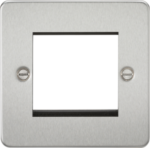 Knightsbridge Flat Plate 2G modular faceplate - brushed chrome FP2GBC