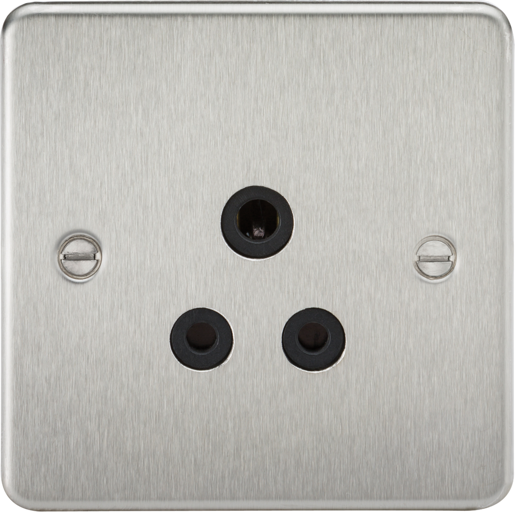 Knightsbridge Flat Plate 5A unswitched socket - brushed chrome FP5ABC