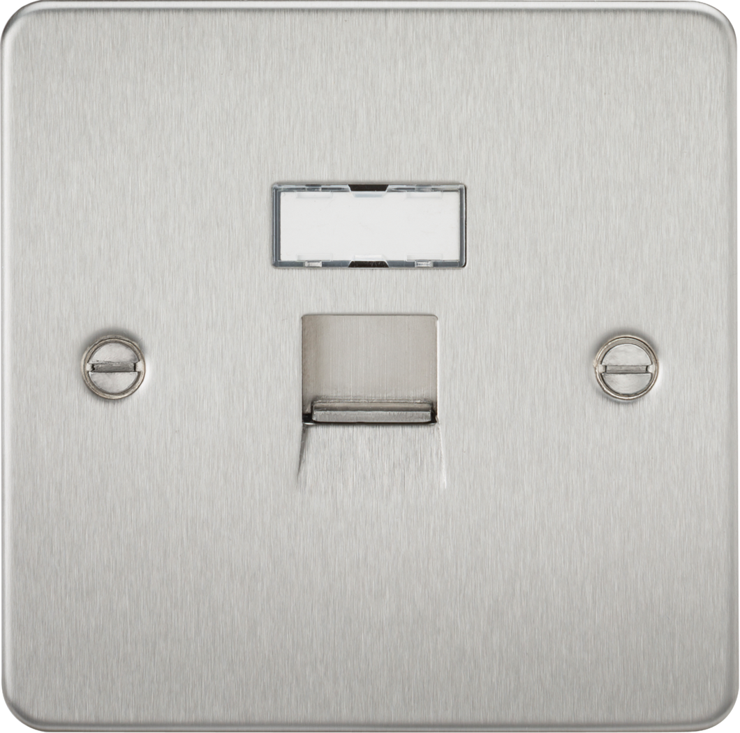 Knightsbridge Flat Plate RJ45 network outlet - brushed chrome FPRJ45BC