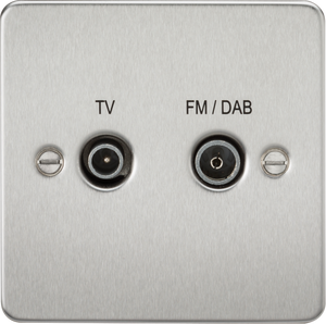 Knightsbridge Flat Plate Screened Diplex Outlet (TV & FM DAB) - Brushed Chrome FP0160BC