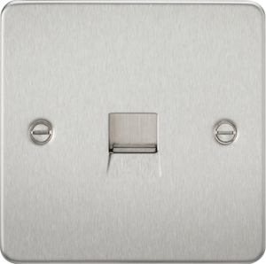 Knightsbridge Flat Plate Telephone extension socket - brushed chrome FP7400BC