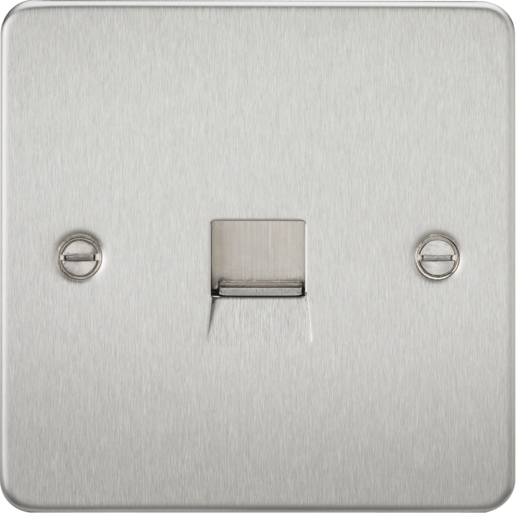 Knightsbridge Flat Plate Telephone extension socket - brushed chrome FP7400BC