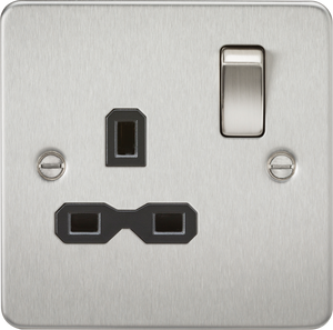 Knightsbridge Flat plate switched socket - brushed chrome FPR7000BC