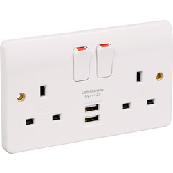 MK DOUBLE SOCKET WITH USB K2744WHI