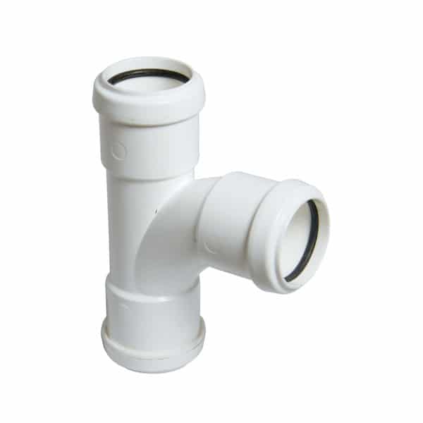 FLOPLAST PUSH-FIT EQUAL TEE WHITE 92.5 (87.5)° 40MM (High Temp)