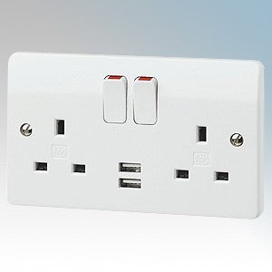 MK 2G 13A DP USB SOCKET K2745WHI