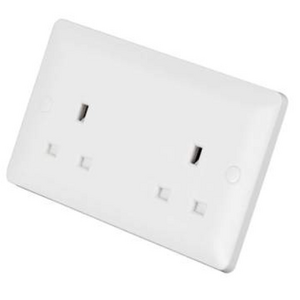 MK Base 13A 2 Gang Unswitched Socket White