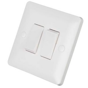 MK Base 10A 2 Gang 1 Way Light Switch White