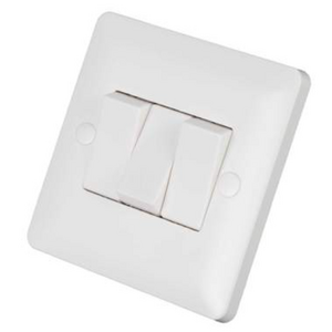 MK Base 10A 3 Gang 2 Way Light Switch White