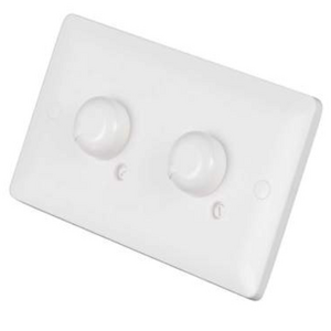 MK Base 100W 2 Gang 1 Way LED Dimmer Switch White