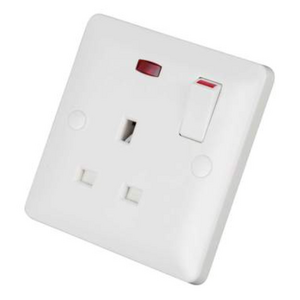 MK Base 13A 1 Gang Switched Socket with Neon White