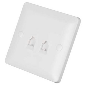 MK Base 1 Gang Twin RJ11 Telephone Socket