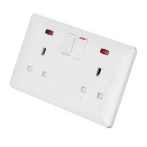 MK Base 13A 2 Gang Switched Socket with Neon White