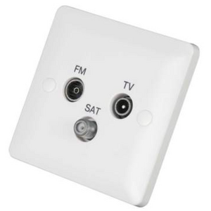 MK Base 1 Gang Triplexer TV / FM / SAT Socket White