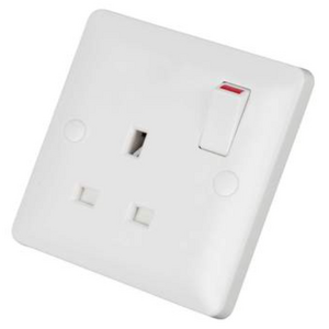 MK Base 13A DP 1 Gang Switched Socket White