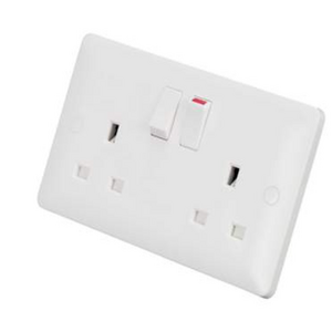 MK Base 13A DP 2 Gang Switched Socket White