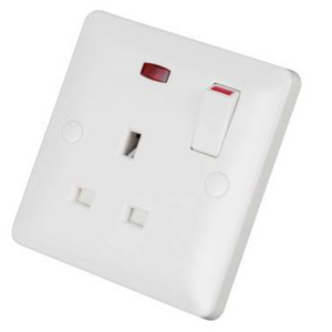 MK Base 13A DP 1 Gang Switched Socket with Neon White