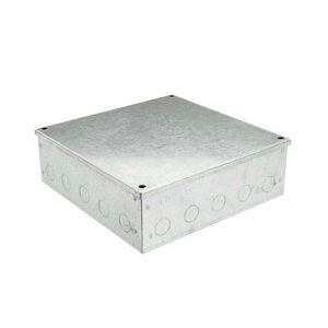 225mm x 225mm x 75mm Galvanised Adaptable Box with Knockouts