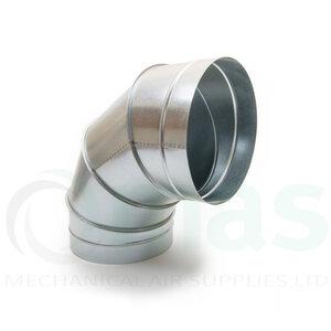 225MM METAL SPIRAL DUCT 90 DEGREE BEND